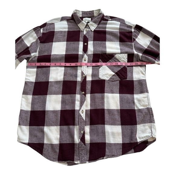 Aritiza | Wilfred Free Button Up Long Sleeves Checkered Flannel Burgundy Size L - Picture 8 of 11